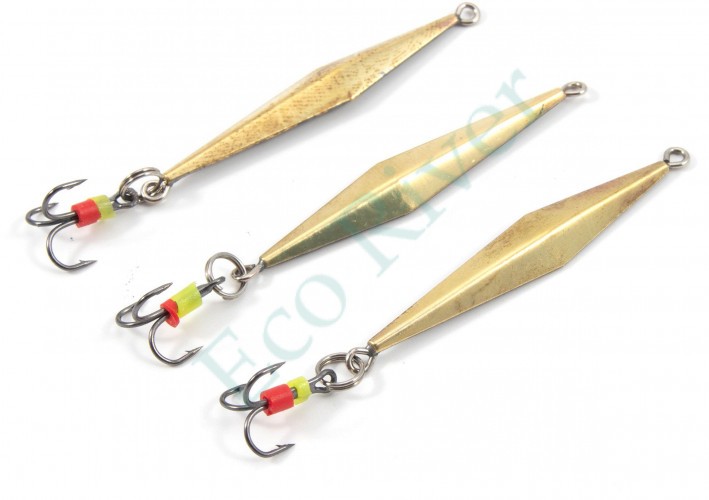 Блесна вертикальная Яман Киллер с тройником,размер 40 мм, вес 3,5 г, цвет латунь (уп.3 шт.)/150/