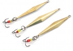 Блесна вертикальная Яман Киллер с тройником,размер 40 мм, вес 3,5 г, цвет латунь (уп.3 шт.)/150/