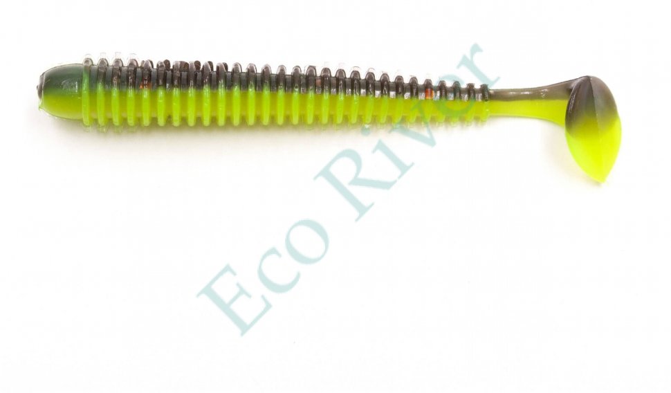 Виброхвост Yaman PRO Betta, р.3,5 inch, цвет #32 - Black Red Flake/Chartreuse (уп. 8 шт.)
