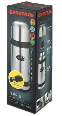 Термос   Биосталь   с узкой горловиной, пробкой с кнопкой и ручкой, 1,5 л/12/