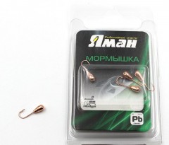 Мормышка Яман капля с отв.,цв.COPPER PLATED, d 4, вес 0,45 г (уп. 5 шт.)