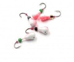 Мормышка литая Яман Груша, вес 0,5 гр., кр. Kumho №26, цв. фц. красный с/накопит. (уп. 5 шт.)