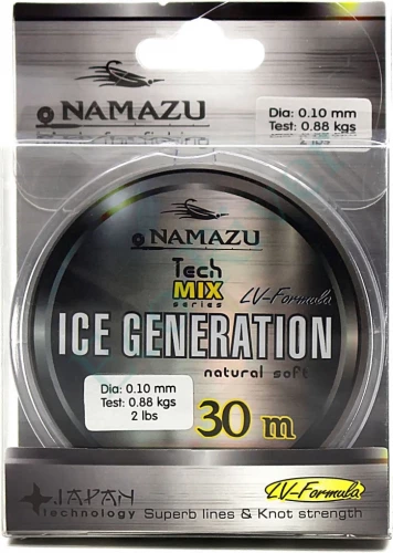 Леска Namazu Ice Generation, L-30 м, d-0,12 мм, test-1,29 кг, прозрачная/10/