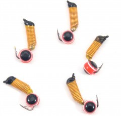 Мормышка вольф. безнасадочная Яман Ручейник №3, d-1.5 мм, L-8.5 мм, вес 0,45 гр., рыбий глаз, цв.