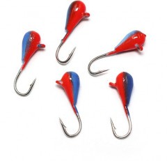 Мормышка вольфрамовая Яман  Капля с ушк, р.3,вес 0,50,цв.красно-синий.(уп.5 шт.)