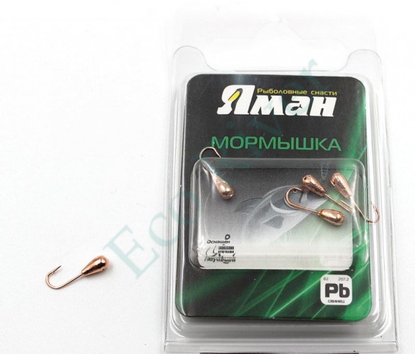 Мормышка Яман капля с отв.,цв.COPPER PLATED, d 5, вес 0,9 г (уп. 5 шт.)