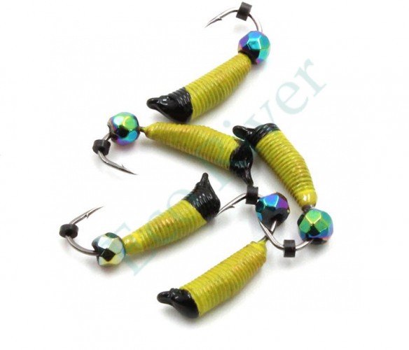 Мормышка вольф. безнасадочная Яман Ручейник №5, d-2 мм, L-9.5 мм, вес 0,80 гр., кристалл хамелеон,