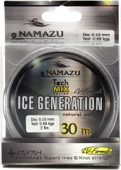 Леска Namazu Ice Generation, L-30 м, d-0,14 мм, test-1,72 кг, прозрачная/10/