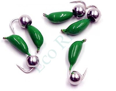 Мормышка безнасадочная Яман Банан зеленый, d-3 мм, вес 0,5 г, шарик никелированный (уп. 5 шт.)