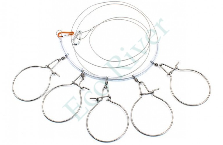 Кукан Namazu металл. трос 3,0 м, d-2 мм, 5 круг. карабинов (уп. PVC чехол)/25/