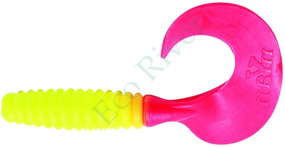 Твистер Yaman PRO Spiral, р.4 inch, цвет #06 - Chartreuse red tail (уп.5 шт)