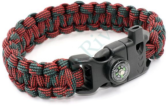 Браслет Следопыт из паракорда со свистком, компасом и огнивом, 26х2 см/250/