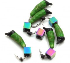 Мормышка вольф. безнасадочная Яман Ручейник №5, d-2 мм, L-9.5 мм, вес 0,80 гр., кубик, цв. салатов