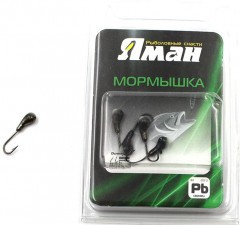 Мормышка Яман уралка с отв.,цв.BN, с фосф. пяткой, d 3, вес 0,3 г (уп. 5 шт.)