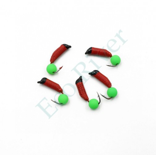 Мормышка вольф. безнасадочная Яман Ручейник №3, d-1.5 мм, L-8.5 мм, вес 0,45 гр., фц. зеленый шар,