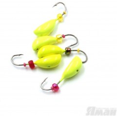 Мормышка литая ЯМАН Жучок, вес 0,5 гр., кр. Kumho №27, цв. фц. желтый (уп. 5 шт.)