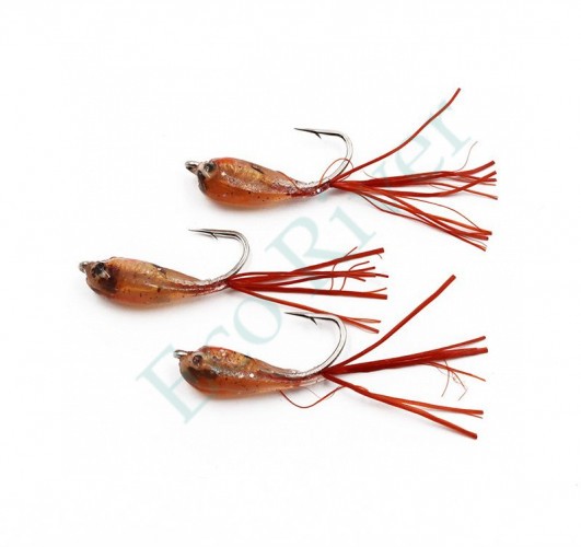 Мормышка Яман Малек пыздрик с ушком, L-18 мм, вес 0,3 г, кр. Kumho №4, цв. красный (уп. 3 шт.)