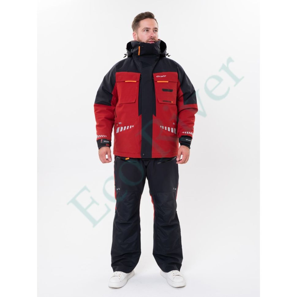 Костюм рыболовный Graff зимний до -50гр. размер 2XL/182-188 (красный)