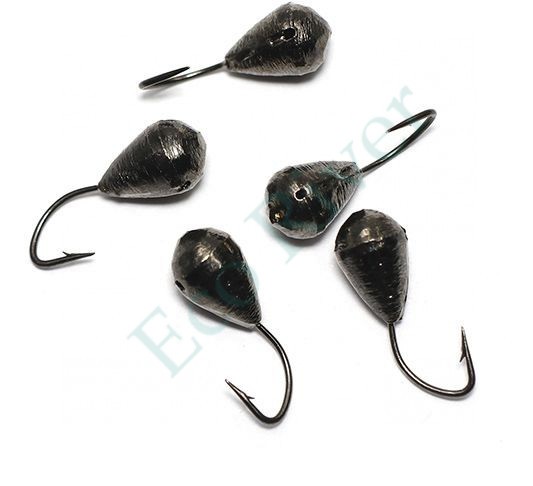 Мормышка вольф. точеная Яман Капля с отв., р.5, вес 1,8, цв. черн. никель (уп. 5 шт.)