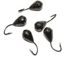 Мормышка вольф. точеная Яман Капля с отв., р.5, вес 1,8, цв. черн. никель (уп. 5 шт.)