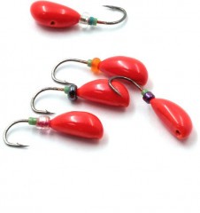 Мормышка литая Яман Жучок, вес 0,5 гр., кр. Kumho №27, цв. фц. красный (уп. 5 шт.)