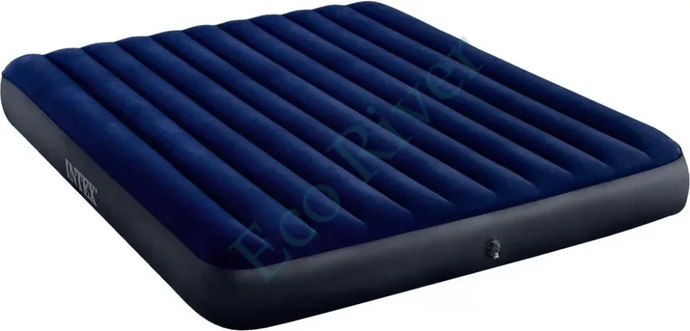 Кровать надувная INTEX флок 2 подушки 152*203*22см с мех. насосом 64765