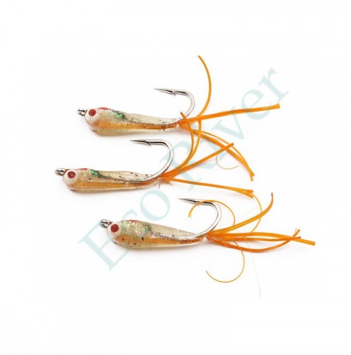 Мормышка Яман Малек пыздрик с ушком, L-18 мм, вес 0,3 г, кр. Kumho №4, цв. оранжевый (уп. 3 шт.)