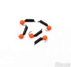 Мормышка безнасадочная Яман Гвоздешарик черный, d-2 мм, вес 0,45 г, шарик оранжевый неон (уп. 5 ш