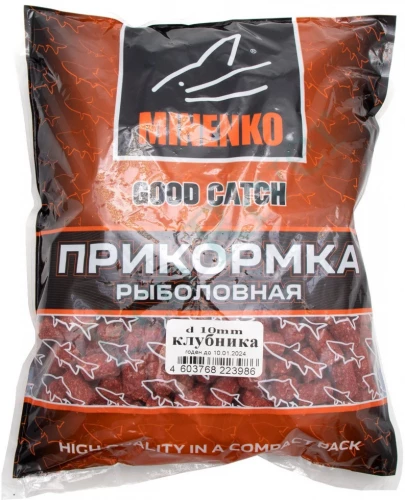 Прикормка MINENKO GOOD CATCH Гранулы 10мм, КЛУБНИКА, 700г/10/