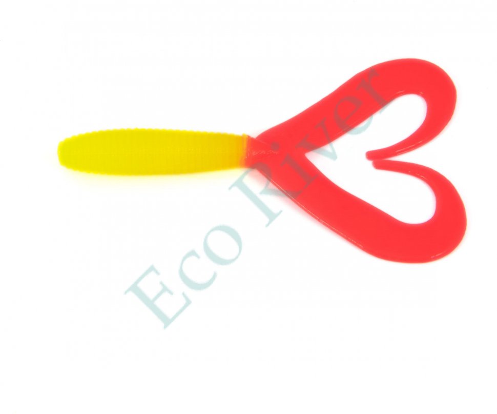 Твистер Yaman PRO Loop-Two, р.2 inch, цвет #06 - Chartreuse/red (уп.10 шт)