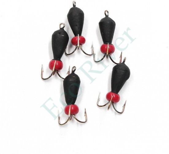 Мормышка вольф. безнасадочная Яман Черт с петлей (длинный), d-5 мм, вес 2,0 г, бисер, цв. флуор. к