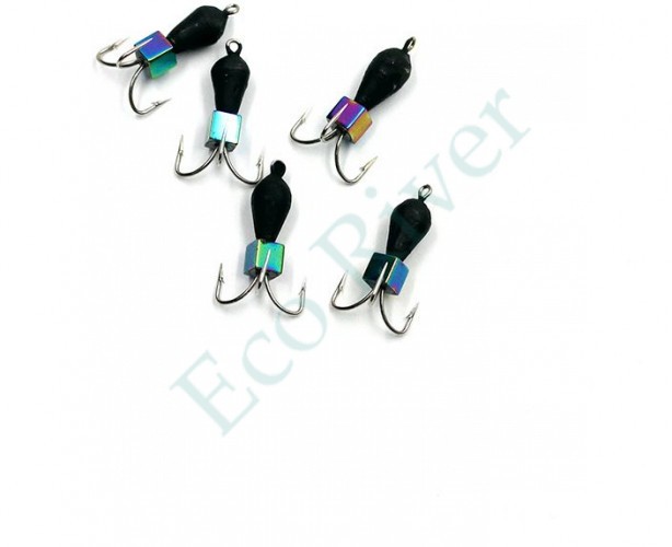 Мормышка вольф. безнасадочная Яман Черт с петлей (короткий), d-3 мм, вес 0,9 г, кубик хамелеон (уп