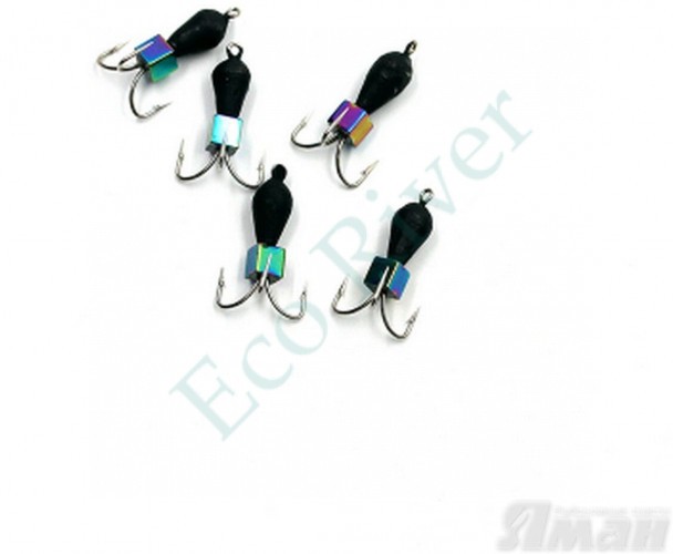 Мормышка вольф. безнасадочная Яман Черт с петлей (короткий), d-3 мм, вес 0,9 г, кубик хамелеон (уп