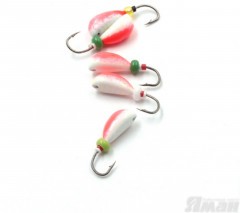 Мормышка литая Яман Жучок, вес 0,5 гр., кр. Kumho №27, цв. фц. красный с/накопит. (уп. 5 шт.)