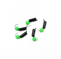 Мормышка безнасадочная Яман Гвоздешарик черный, d-2,5 мм, вес 0,6 г, шарик зеленый неон (уп. 5 шт.