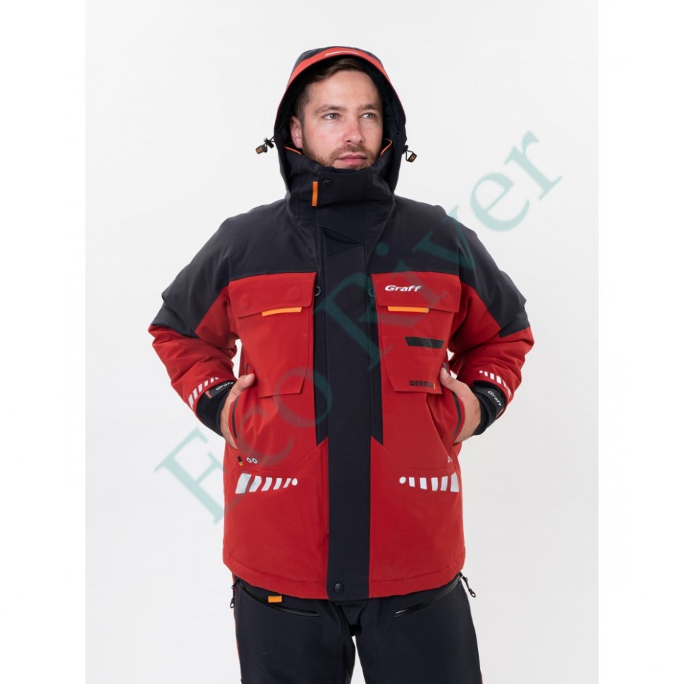 Костюм рыболовный Graff зимний до -50гр. размер 3XL/182-188 (красный)