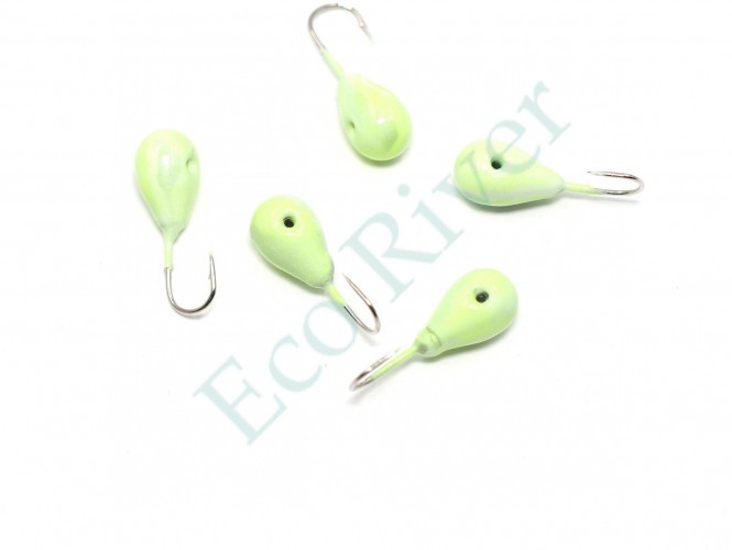 Мормышка вольфрамовая Яман Капля с отв, р.4,5, вес 1,20 цв.фосфор (уп.5 шт.)