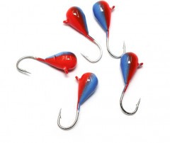 Мормышка вольфрамовая Яман  Капля с ушк, р.4,вес 1,00,цв.красно-синий.(уп.5 шт.)