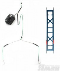 Оснастка фидерная Яман Лещ №2, кормушка 80 г, коромысло 16 см, плетеный шнур 0,25 мм, крючок №6 Ch