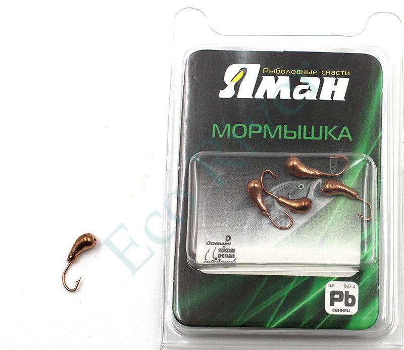 Мормышка Яман уралка с отв.,цв.COPPER PLATED, d 3, вес 0,3 г (уп. 5 шт.)