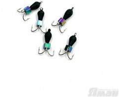 Мормышка вольф. безнасадочная Яман Черт с петлей (короткий), d-4 мм, вес 1,1 г, кубик хамелеон (уп