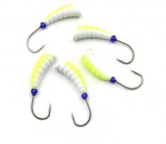 Мормышка литая Яман Личинка, вес 2,9 гр., кр. Kumho №82, цв. фц. желтый с/накопит. (уп. 5 шт.)