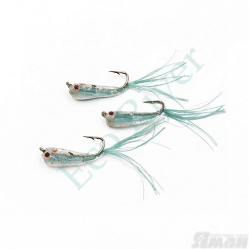 Мормышка Яман Малек пыздрик с ушком, L-15 мм, вес 0,2 г, кр. Kumho №10, цв. зеленый (уп. 3 шт.)