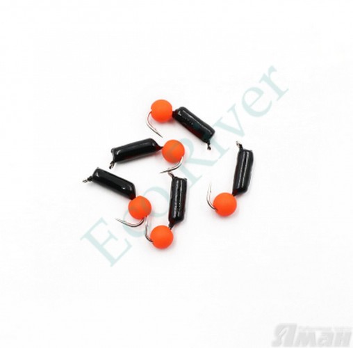 Мормышка безнасадочная ЯМАН Гвоздешарик черный, d-2,5 мм, вес 0,6 г, шарик оранжевый неон (уп. 5 шт.)