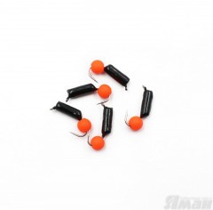 Мормышка безнасадочная ЯМАН Гвоздешарик черный, d-2,5 мм, вес 0,6 г, шарик оранжевый неон (уп. 5 шт.)