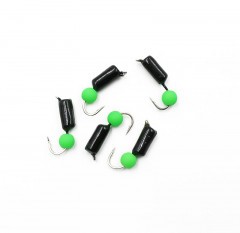 Мормышка безнасадочная Яман Гвоздешарик черный, d-3 мм, вес 0,85 г, шарик зеленый неон (уп. 5 шт.)