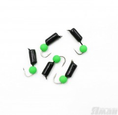 Мормышка безнасадочная Яман Гвоздешарик черный, d-3 мм, вес 0,85 г, шарик зеленый неон (уп. 5 шт.)