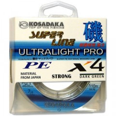 Леска плетёная Kosadaka Super PE X4 Ultralight PRO dark green 0.04 110м