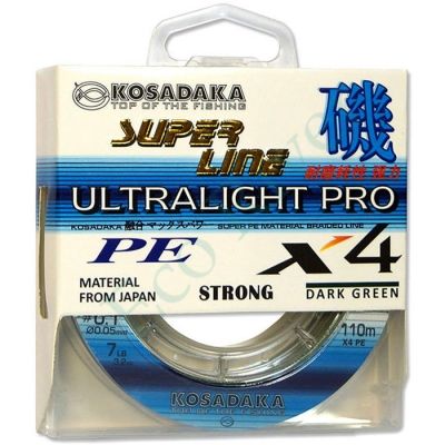 Леска плетёная Kosadaka Super PE X4 Ultralight PRO dark green 0.04 110м