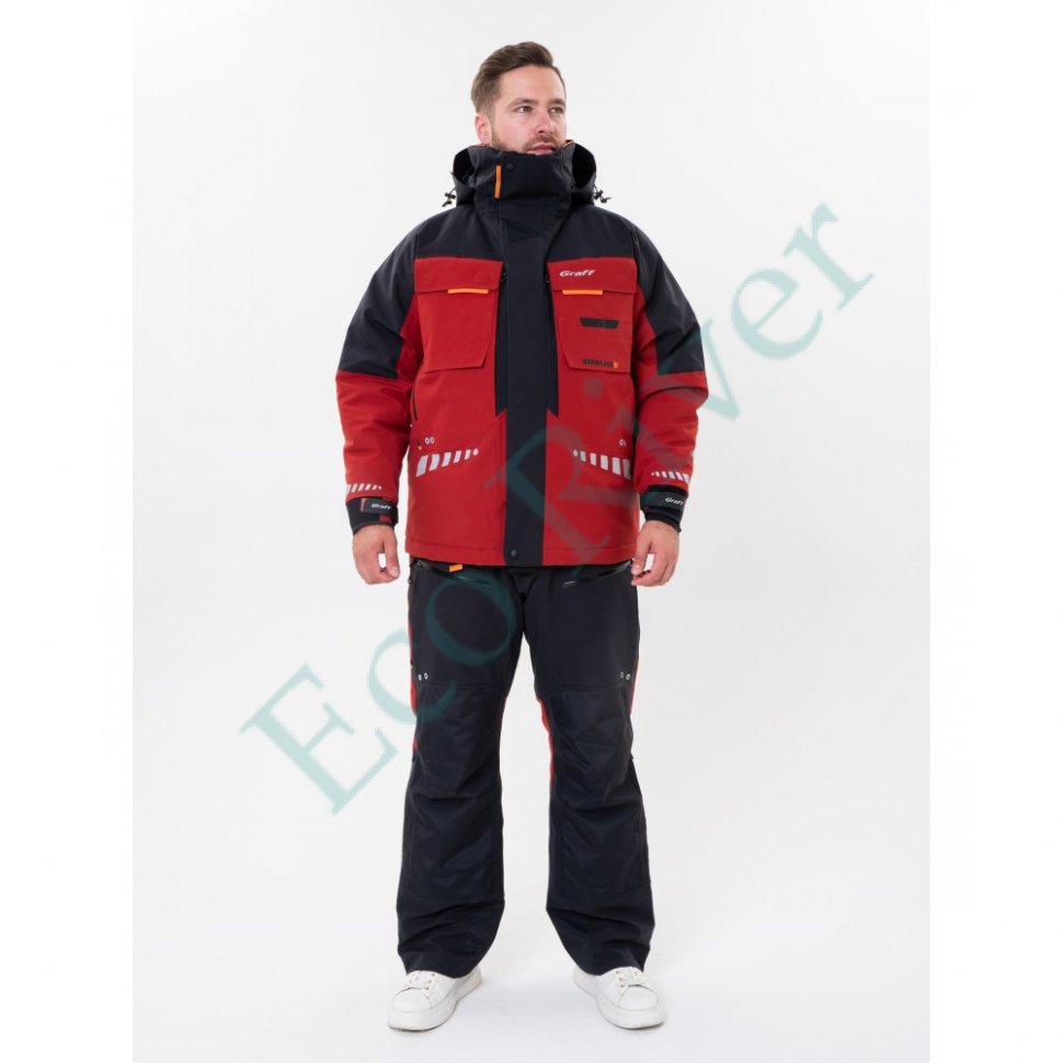 Костюм рыболовный Graff зимний до -50гр. размер 4XL/182-188 (красный)
